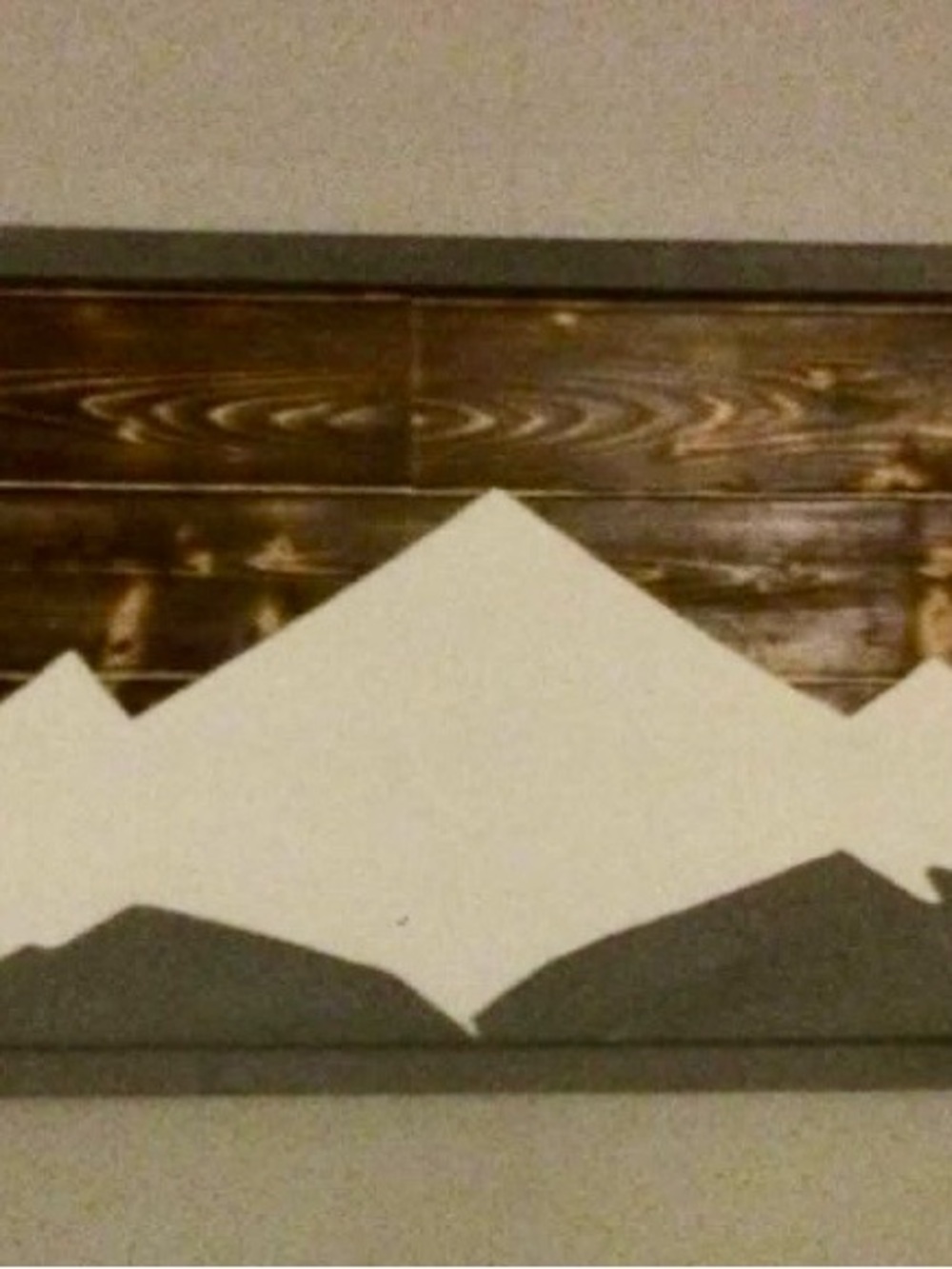 Rustic Mountain Wall Art Panel in White and Brown